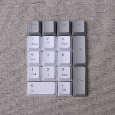 17 Keys Numeric Keypad PBT Dyeing Sublimation Numpad Keycaps OEM for Cherry MX Gaming Mechanical Keyboard (Top Printed-White Gray)