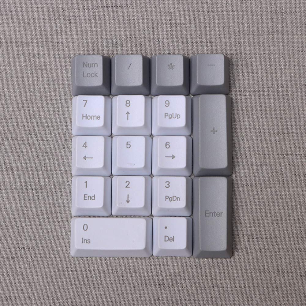 17 Keys Numeric Keypad PBT Dyeing Sublimation Numpad Keycaps OEM for Cherry MX Gaming Mechanical Keyboard (Top Printed-White Gray)