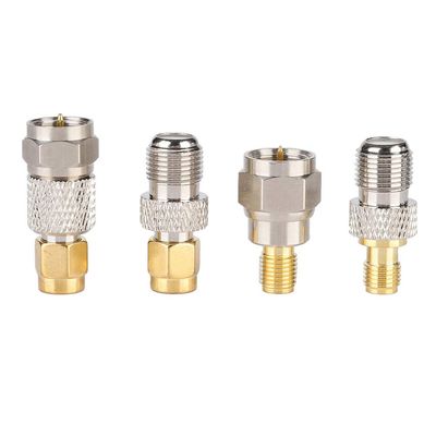 F to SMA Adapter Coaxial Connector, Brass Plated RF Adapter for Ham Radio CB Radio DAB Antenna 4 Pack