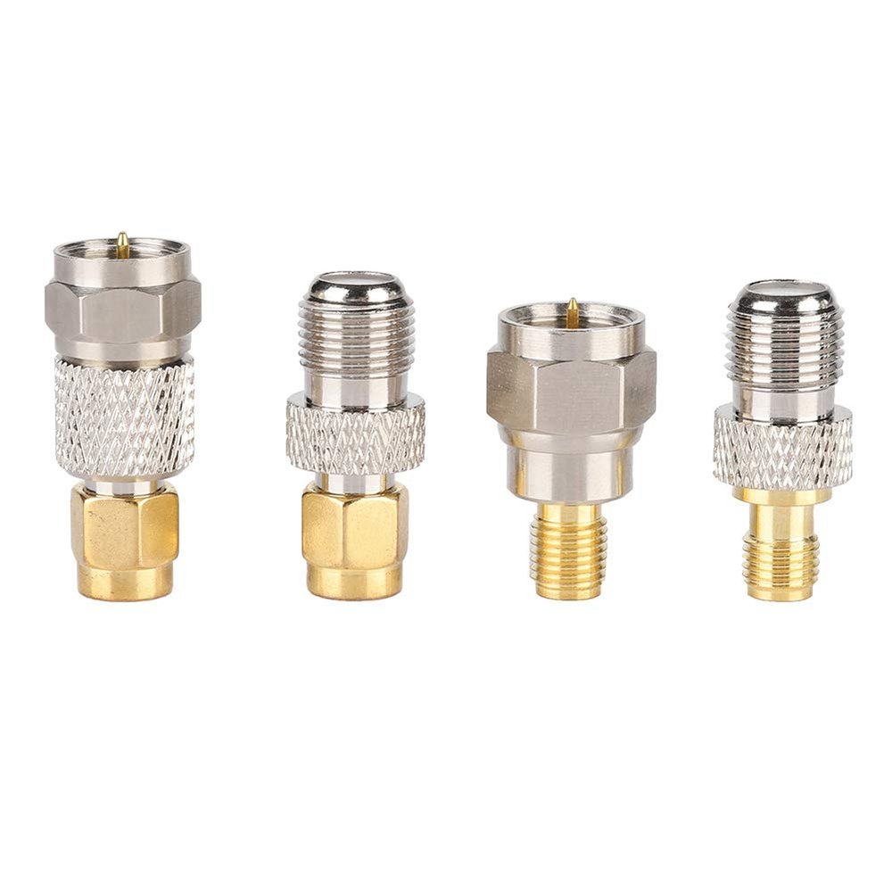 F to SMA Adapter Coaxial Connector, Brass Plated RF Adapter for Ham Radio CB Radio DAB Antenna 4 Pack