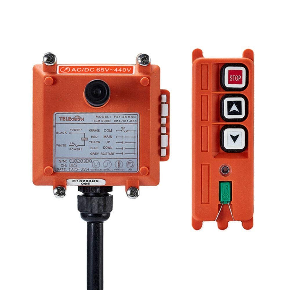 Crane Industrial Radio Remote Control Wireless Transmitter Stop Button 2 Key Switch F21-2S AC/DC (1 Transmitter+1 Receiver) (F21-2S 12V)