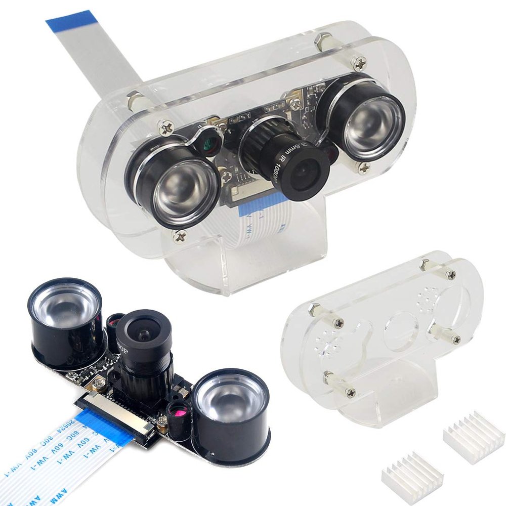 HiLetgo Raspberry Pi Camera 5MP OV5647 Adjustable-Focus Webcam Night Vision Camera Module Video 1080p for Raspberry-pi 2 Raspberry-pi 3 Model B Model B+ with Case