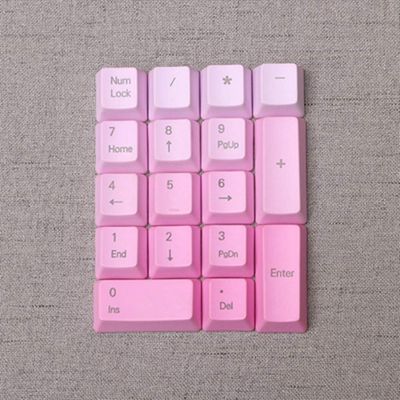 17 Keys Numeric Keypad PBT Dyeing Sublimation Numpad Keycaps OEM for Cherry MX Gaming Mechanical Keyboard (Top Printed-Pink Gradient)