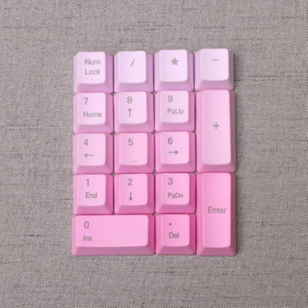 17 Keys Numeric Keypad PBT Dyeing Sublimation Numpad Keycaps OEM for Cherry MX Gaming Mechanical Keyboard (Top Printed-Pink Gradient)