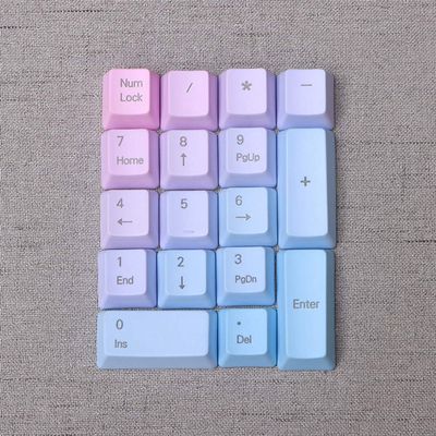 17 Keys Numeric Keypad PBT Dyeing Sublimation Numpad Keycaps OEM for Cherry MX Gaming Mechanical Keyboard (Top Printed-Blue Pink Gradient)