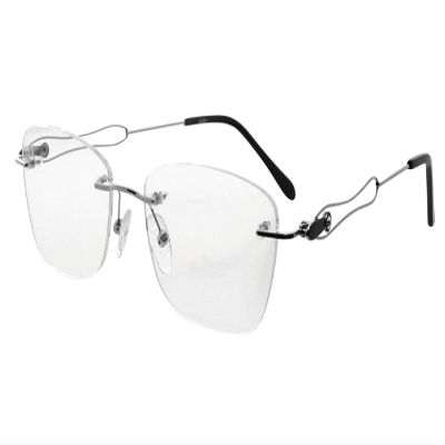 Eyekepper Rimless Blue Light Filtering Computer Glasses - Ladies Stylish Reading Eyeglasses - UV420 Protection Anti Eye Strain Tired Eye Relief Readers Women +1.0 Silver Frame with Black Tips