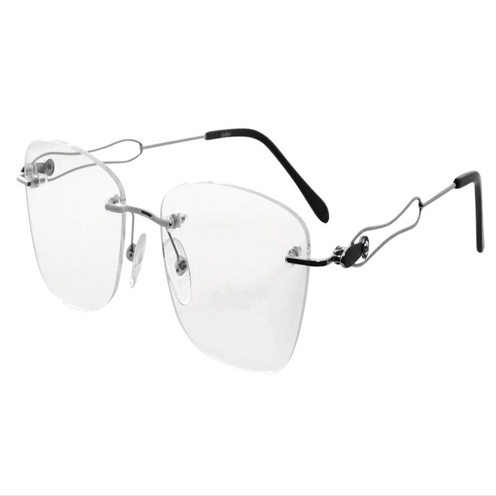 Eyekepper Rimless Blue Light Filtering Computer Glasses - Ladies Stylish Reading Eyeglasses - UV420 Protection Anti Eye Strain Tired Eye Relief Readers Women +1.0 Silver Frame with Black Tips