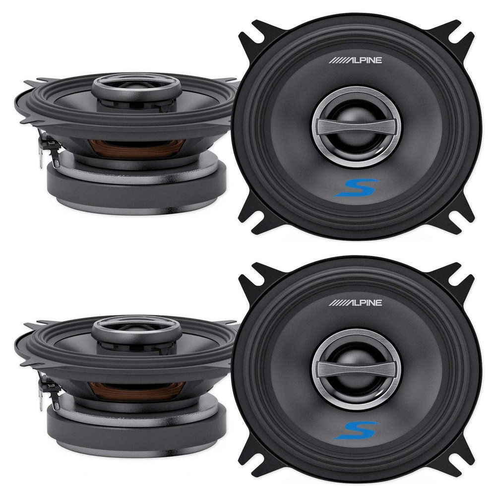 (4) Alpine S-S40 140 Watt 4" Coaxial 2-Way Car Audio Speakers