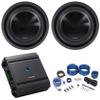 2) Alpine SWT-10S4 10" 350W RMS Shallow Slim Truck Car Subwoofers Subs+Amplifier view 1