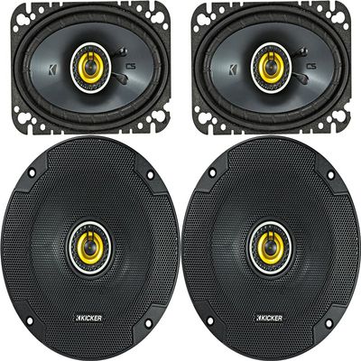 KICKER Speaker Package of 2 Items: CS Series Two 6.5" Coaxial Speakers 4-Ohm & Two 4"x6" Coaxial Speakers 4-Ohm - 1x 46CSC654, 1x 46CSC464