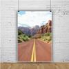 Leyiyi Mountain Road Scenery Backdrop 8x10ft Photography Backdrop Endless Asphalt Road Tall Mountain Green Plants Baby Blue Clear Cloudy Sky Adventure Tour Outgoing Hike Photo Backdrop view 3