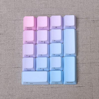 17 Keys Numeric Keypad PBT Dyeing Sublimation Numpad Keycaps OEM for Cherry MX Gaming Mechanical Keyboard (Side Printed-Blue Pink Gradient)