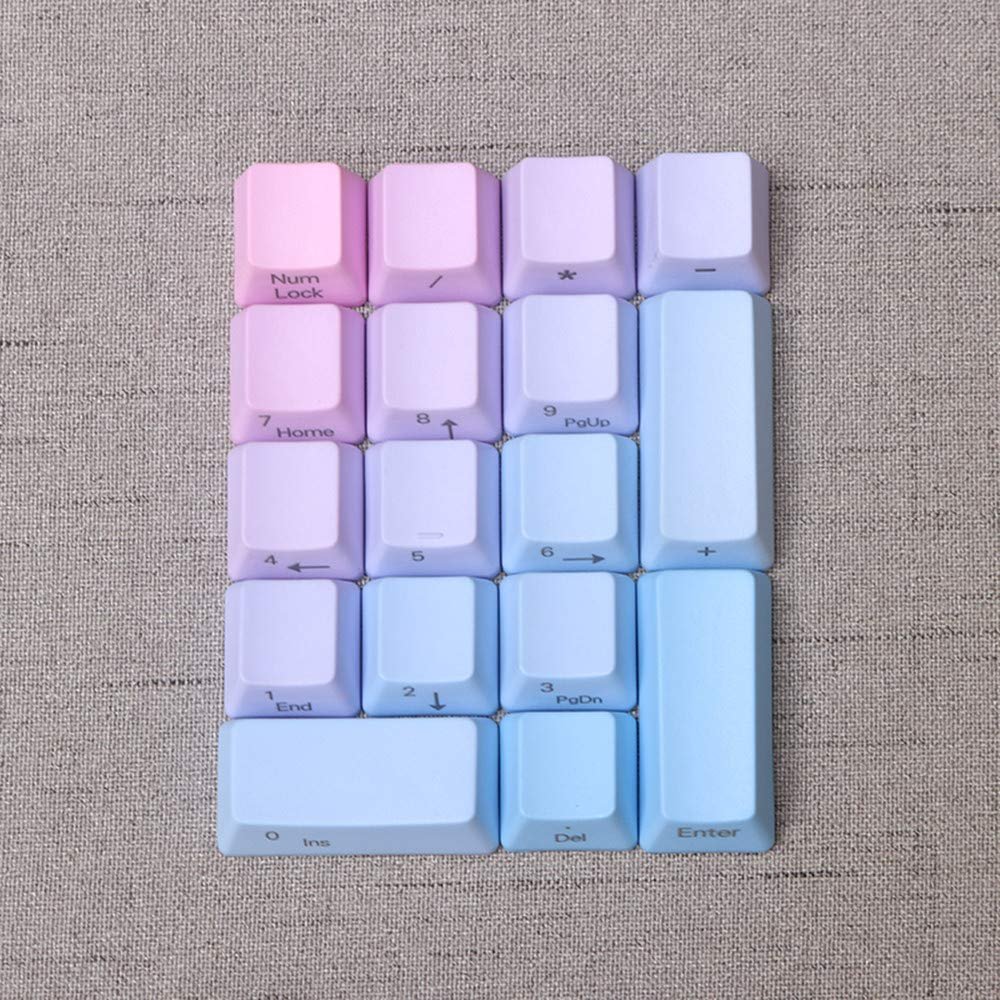 17 Keys Numeric Keypad PBT Dyeing Sublimation Numpad Keycaps OEM for Cherry MX Gaming Mechanical Keyboard (Side Printed-Blue Pink Gradient)