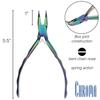 The Beadsmith Chroma Series Bent Chain Nose Plier, 5.5 inches (140mm), hardened stainless-steel head, rainbow titanium coating, contoured comfort grip handle and double-leaf spring view 4