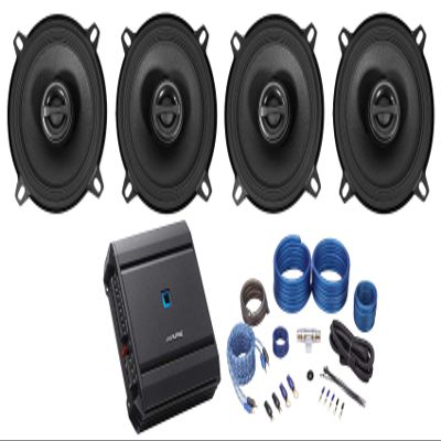 (4) Alpine S-S50 170w 5.25" 5 1/4" Car Speakers+Alpine 4-Ch Amplifier+Wire Kit