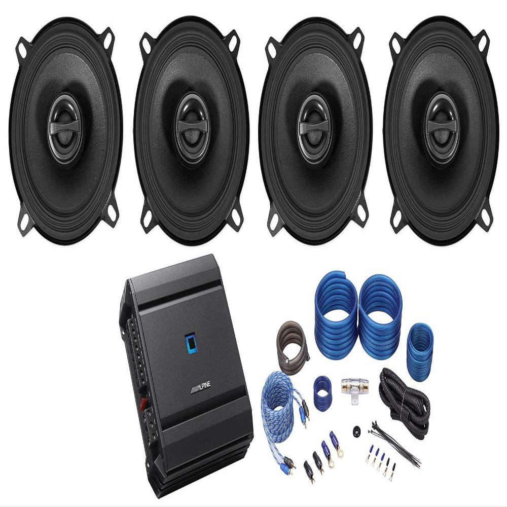(4) Alpine S-S50 170w 5.25" 5 1/4" Car Speakers+Alpine 4-Ch Amplifier+Wire Kit