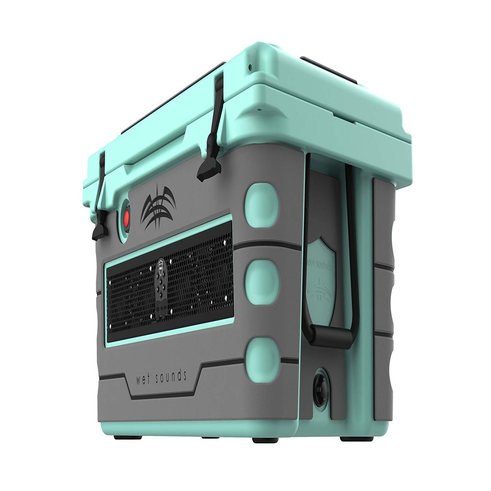 Wet Sounds Stealth SHIVR-55-SFM Seafoam High Output Audio Cooler Speaker System + Full Gator Step Kit - Gray Over Black