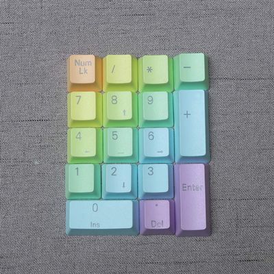 17 Keys Numeric Keypad PBT Dyeing Sublimation Numpad Keycaps OEM for Cherry MX Gaming Mechanical Keyboard (Top Printed-Rainbow)
