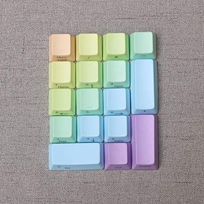 17 Keys Numeric Keypad PBT Dyeing Sublimation Numpad Keycaps OEM for Cherry MX Gaming Mechanical Keyboard (Side Printed-Rainbow)