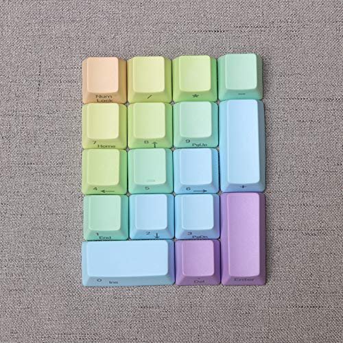 17 Keys Numeric Keypad PBT Dyeing Sublimation Numpad Keycaps OEM for Cherry MX Gaming Mechanical Keyboard (Side Printed-Rainbow)