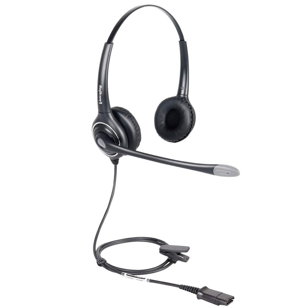 VoiceJoy Binaural Headset with Noise Cancelling Microphone with QD(Quick Disconnect),Compatible and Plantronics QD Quick Disconnect Connector