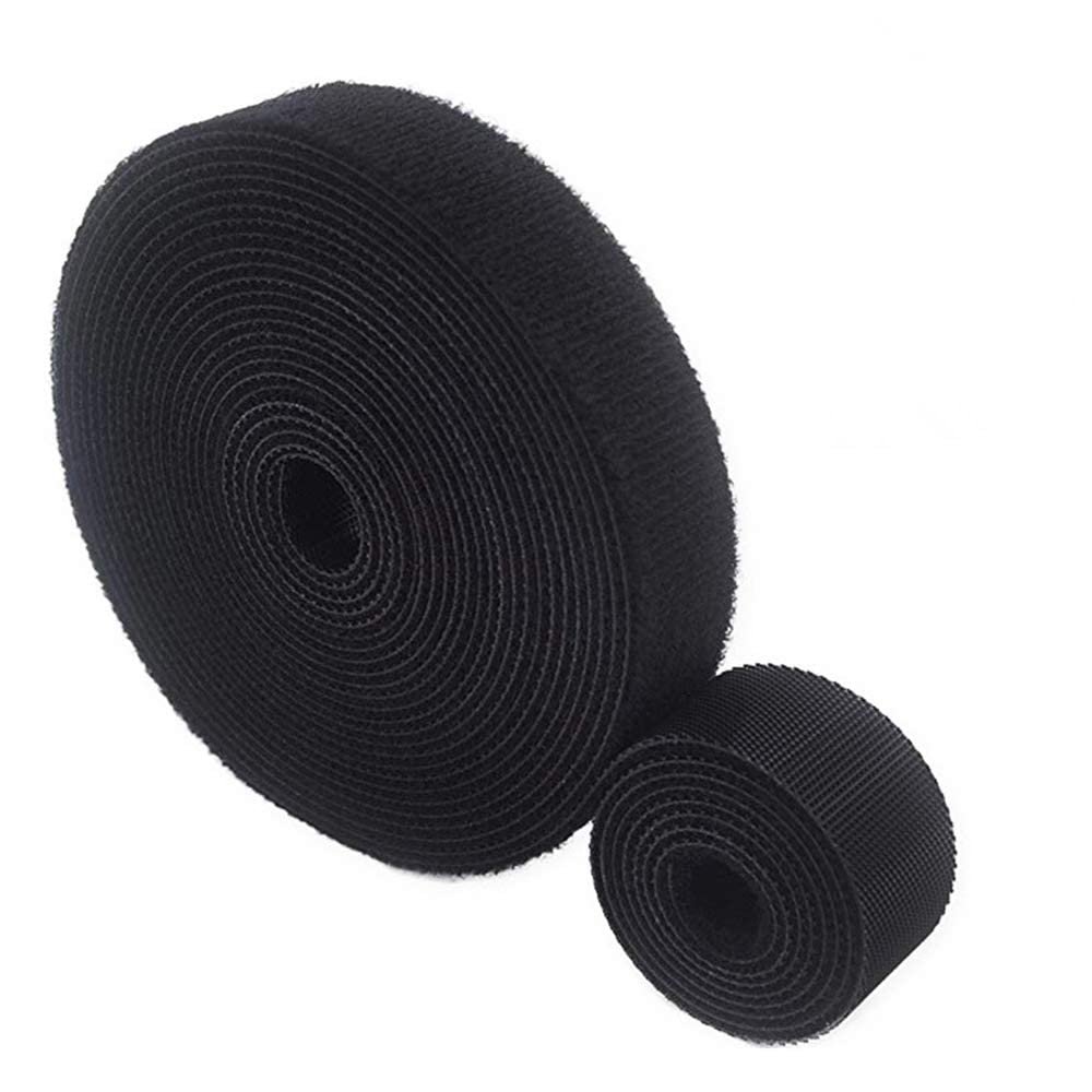 Cshopping Self Adhesive Fastening Tape, Double Sided Cable Ties Wraps Straps, 0.4 Inch Nylon Hook & Loop Fastener Tape, 1 Yard/roll, Wire Organizer for Cords Cable Management, Black