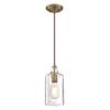 Westinghouse 6371400, Antique Brass Finish with Clear Textured Glass Carmen One-Light Indoor Mini Pendant, 120 Volts view 1