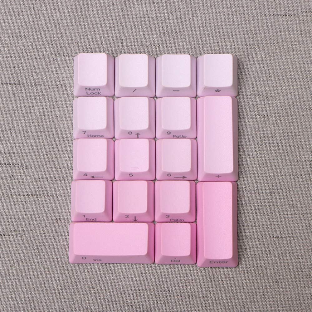 17 Keys Numeric Keypad PBT Dyeing Sublimation Numpad Keycaps OEM for Cherry MX Gaming Mechanical Keyboard (Side Printed-Pink Gradient)