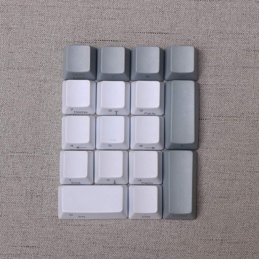 17 Keys Numeric Keypad PBT Dyeing Sublimation Numpad Keycaps OEM for Cherry MX Gaming Mechanical Keyboard (Side Printed-White Gray)