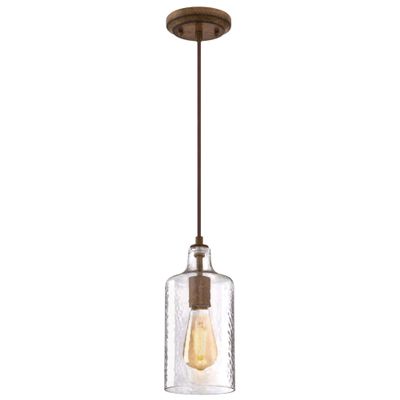 Westinghouse Lighting 6371300, Barnwood Finish with Clear Textured Glass Carmen One-Light Indoor Mini Pendant, one Size