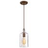 Westinghouse Lighting 6371300, Barnwood Finish with Clear Textured Glass Carmen One-Light Indoor Mini Pendant, one Size view 1