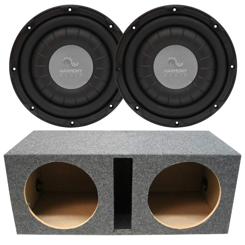 American Sound Connection Harmony Audio HA-F104 10" 700W Car Audio Subwoofers (2) Bundle with Vented Sub Box Enclosure