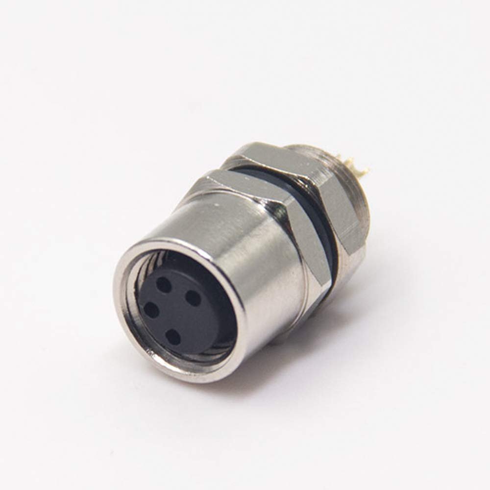 Elecbee M8 4 Pin Female Connector Female Socket Solder Cup Straight Rear Blukhead Waterproof