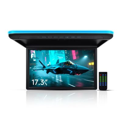 17.3 Inch Car Overhead Flip Down Monitor Screen Capable of displaying 1080P Videos high Definition Digital TFT Wide Screen Comes with HDMI IR FM USB and SD Capabilities