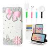 STENES Bling Wallet Case Compatible with iPod Touch 7th Gen (2019) - Stylish - 3D Handmade Bowknot Flowers Design Leather Cover with Cable Protector [4 Pack] - Pink view 1