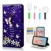 STENES Bling Wallet Case Compatible with iPod Touch 7th Gen (2019) - Stylish - 3D Handmade S-Link Butterfly Floral Leather Cover with Cable Protector [4 Pack] - Purple view 1