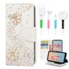STENES Bling Wallet Case Compatible with iPod Touch 7th Gen (2019) - Stylish - 3D Handmade S-Link Flowers Design Leather Cover with Cable Protector [4 Pack] - White view 1