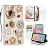 STENES Bling Wallet Case Compatible with iPod Touch 7th Gen (2019) - Stylish - 3D Handmade Bag Flowers Floral Design Leather Case with Wrist Strap & Screen Protector [2 Pack] - Gold view 1