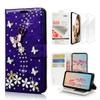 STENES Bling Wallet Case Compatible with iPod Touch 7th Gen (2019) - Stylish - 3D Handmade S-Link Butterfly Floral Leather Case with Wrist Strap & Screen Protector [2 Pack] - Purple view 1