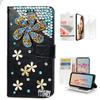 STENES Bling Wallet Case Compatible with iPod Touch 7th Gen (2019) - Stylish - 3D Handmade Windmill Flowers Floral Design Leather Case with Wrist Strap & Screen Protector [2 Pack] - Blue view 1