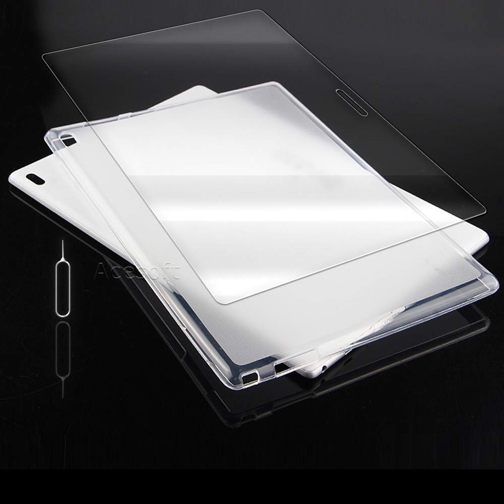 Anti-Shatter Tempered Glass Screen Protector Film Anti-Slip Soft TPU Back Case Compatible with Lenovo Tab 4 10 Plus 10.1" TB-X704F
