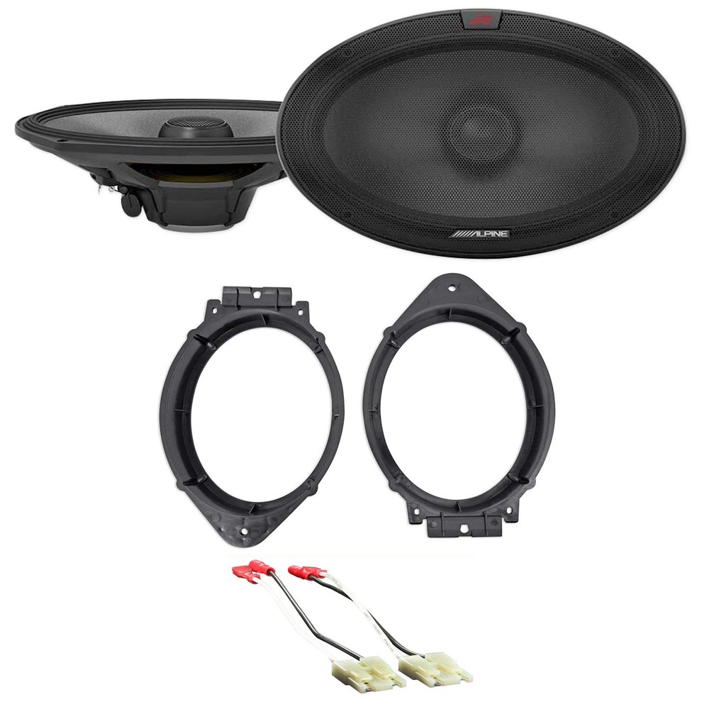 Alpine Pair R-S69.2 300 Watt 6x9 Car Audio Coaxial 2-Way Speakers Bundle with METRA 72-4500 Speaker Harness Connector &METRA 82-3004 6x9 Speaker Adapter Compatible with Chevy 2014-Up (3 Item)