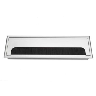 XMHF Aluminum Alloy Rectangle Wire Cable Grommet Hole Cover Cable Organizer for Office Desk Computer Desk Table 11 x 3.15 inch (280 x 80mm;Silver Tone)