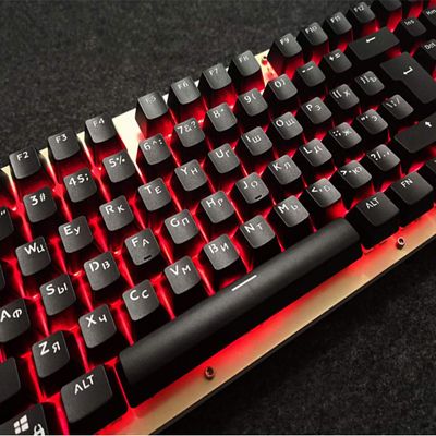 104 Keys Russian Korean Keycap Dye Sublimated Shine Through ANSI OEM Profile Backlit Keyset for Cherry MX Mechanical Keyboard (Keycaps only, Not Include Keyboards)