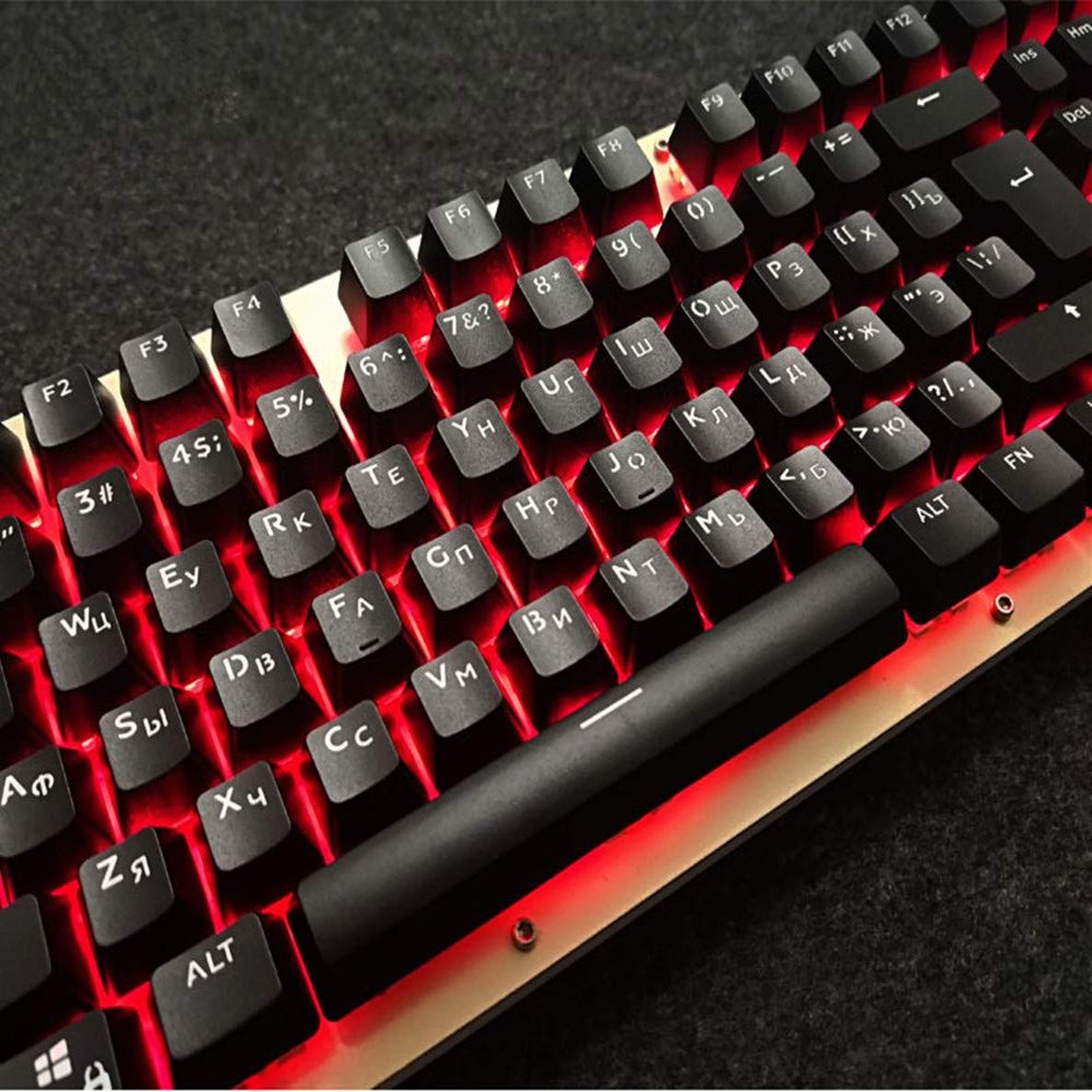 104 Keys Russian Korean Keycap Dye Sublimated Shine Through ANSI OEM Profile Backlit Keyset for Cherry MX Mechanical Keyboard (Keycaps only, Not Include Keyboards)