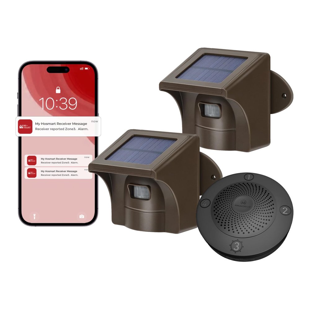 eMACROS Pro 3 Solar Driveway Alarm with Phone App-1/2 Mile Long Range Solar Wireless Driveway Alarm, Outdoor Wireless Weatherproof Motion Sensor & Detector, Idea Gifts for Christmas
