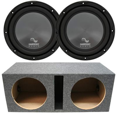 American Sound Connection Harmony Audio HA-R104 Universal Vehicle Rhythm Series 10" - Package Sub and PV210 Car Audio Dual 10" Vented Subwoofer Stereo Sub Box Ported Enclosure 3/4" MDF
