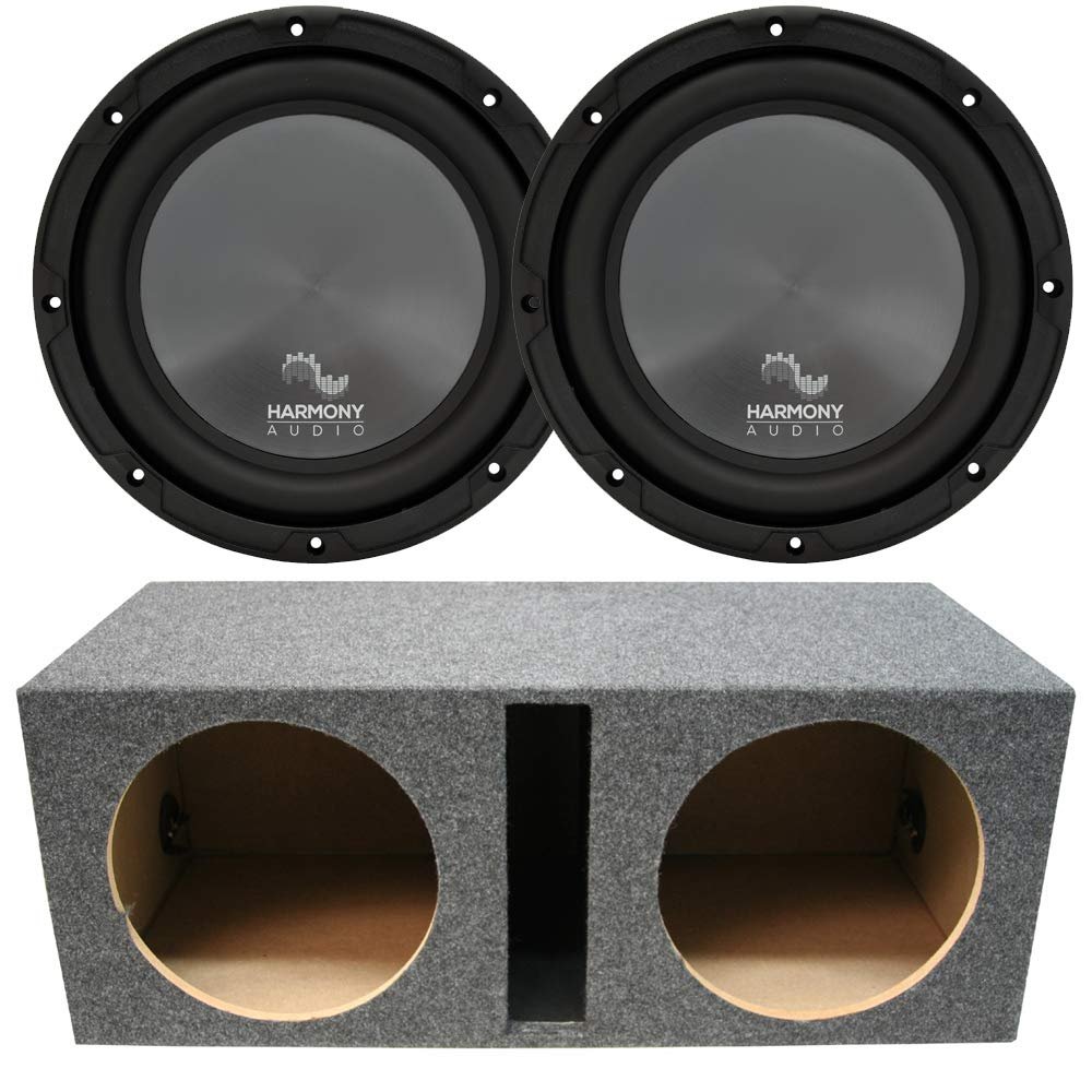 American Sound Connection Harmony Audio HA-R104 Universal Vehicle Rhythm Series 10" - Package Sub and PV210 Car Audio Dual 10" Vented Subwoofer Stereo Sub Box Ported Enclosure 3/4" MDF