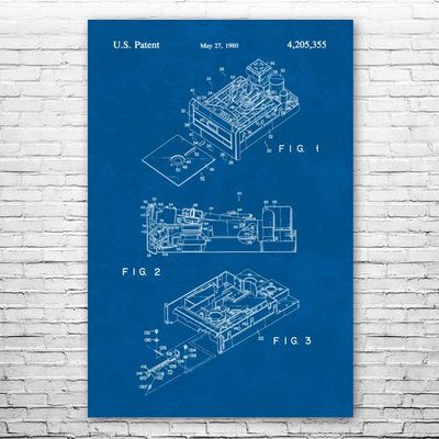 Floppy Disk Drive Poster Print, Computer Science Art, Programmer Gift, Disk Drive Art Print, Computer Lab Art Blueprint (24 inch x 36 inch)