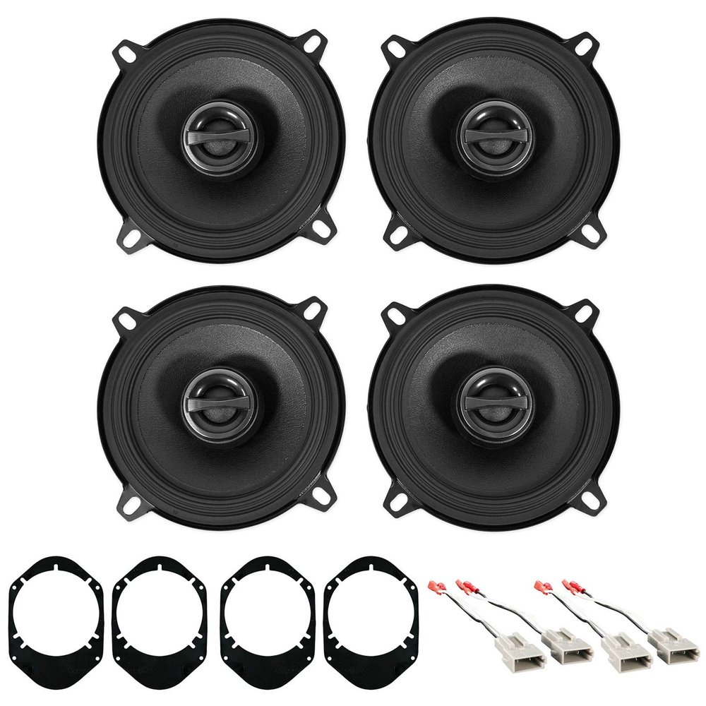 (2) ALPINE S-S50 170 Watt 5.25" 5 1/4" Coaxial 2-Way Speakers Bundle With METRA 72-5512 Harness Connector & METRA 82-5600 5.25" To 6 x 8" Replacement Brackets Compatible with 1991-Up Ford (3 items)